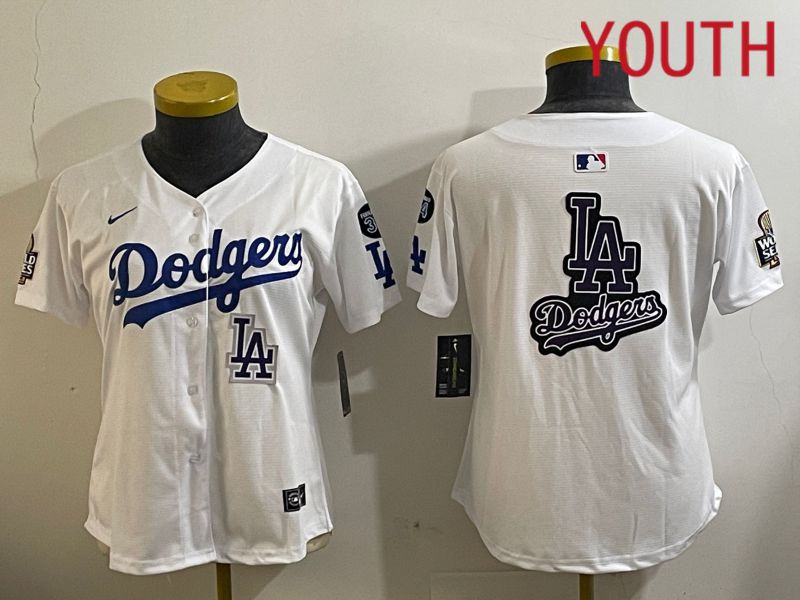 Youth Los Angeles Dodgers Blank White Game 2024 Nike MLB Jersey style 112127